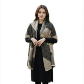 Kaschmirschal 185x65 Damen klassisch Beige Schwarz S25